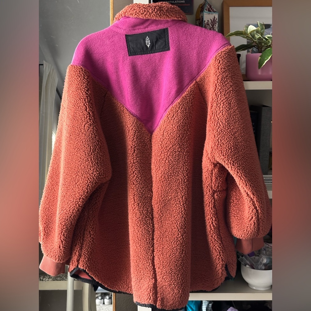 FP Movement Fall To Rise Fleece Quarter Snap brown and pink - Picture 5 of 6